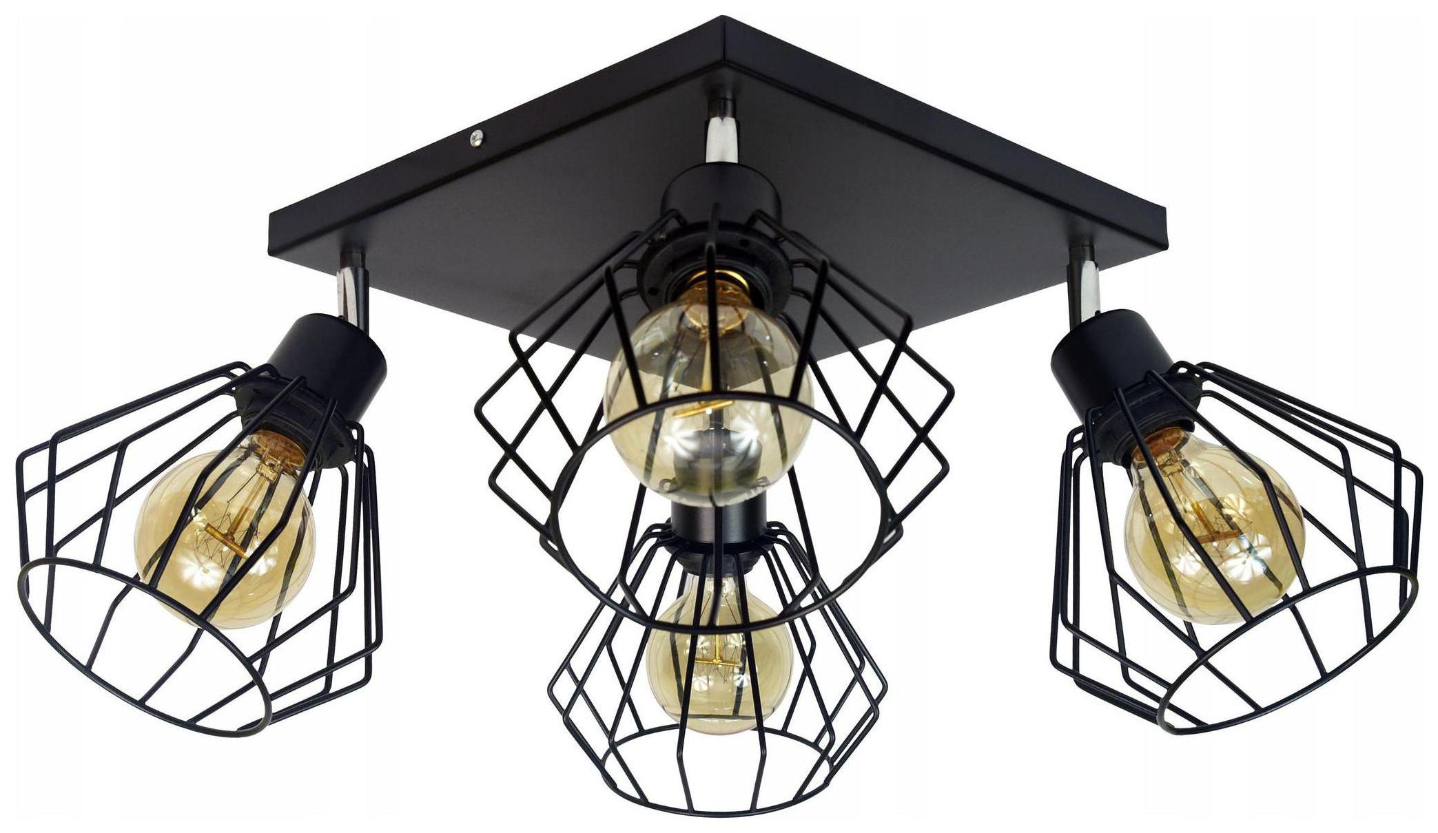 LAMPA SUFITOWA CZARNA BRYLANT DIAMENT WISZĄCA ŻYRANDOL LOFT EDISON LED E27