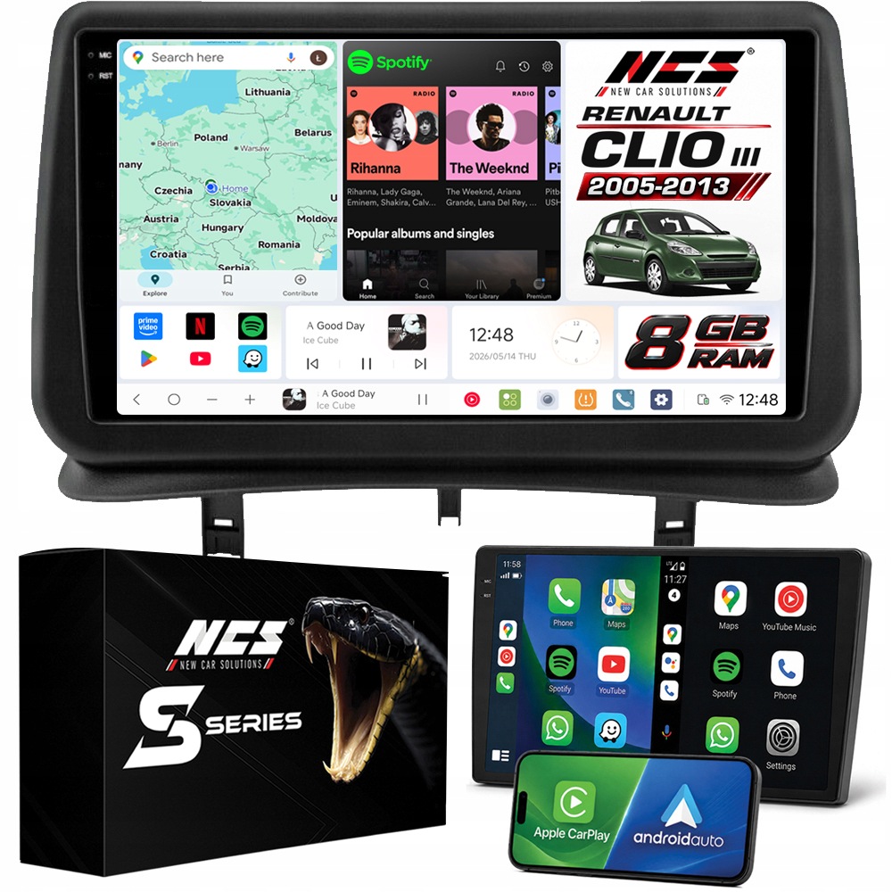 Rádio Navigace Ncs DS9 Renault Clio III 2005-2013 Android 8GB Lte 9″