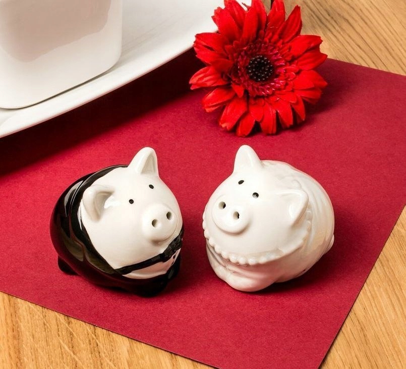 SOLNICZKA I PIEPRZNICZKA ŚLUBNE ŚWINKI MŁODA PARA WALENTYNKI ŚLUB WESELE Rodzaj solniczka i pieprzniczka