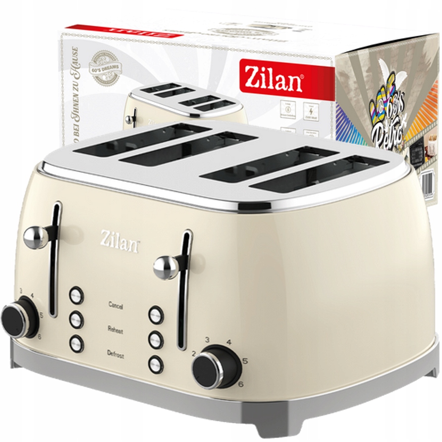 Toster Zilan Retro Chrom 1500W BEŻOWY KMarkt