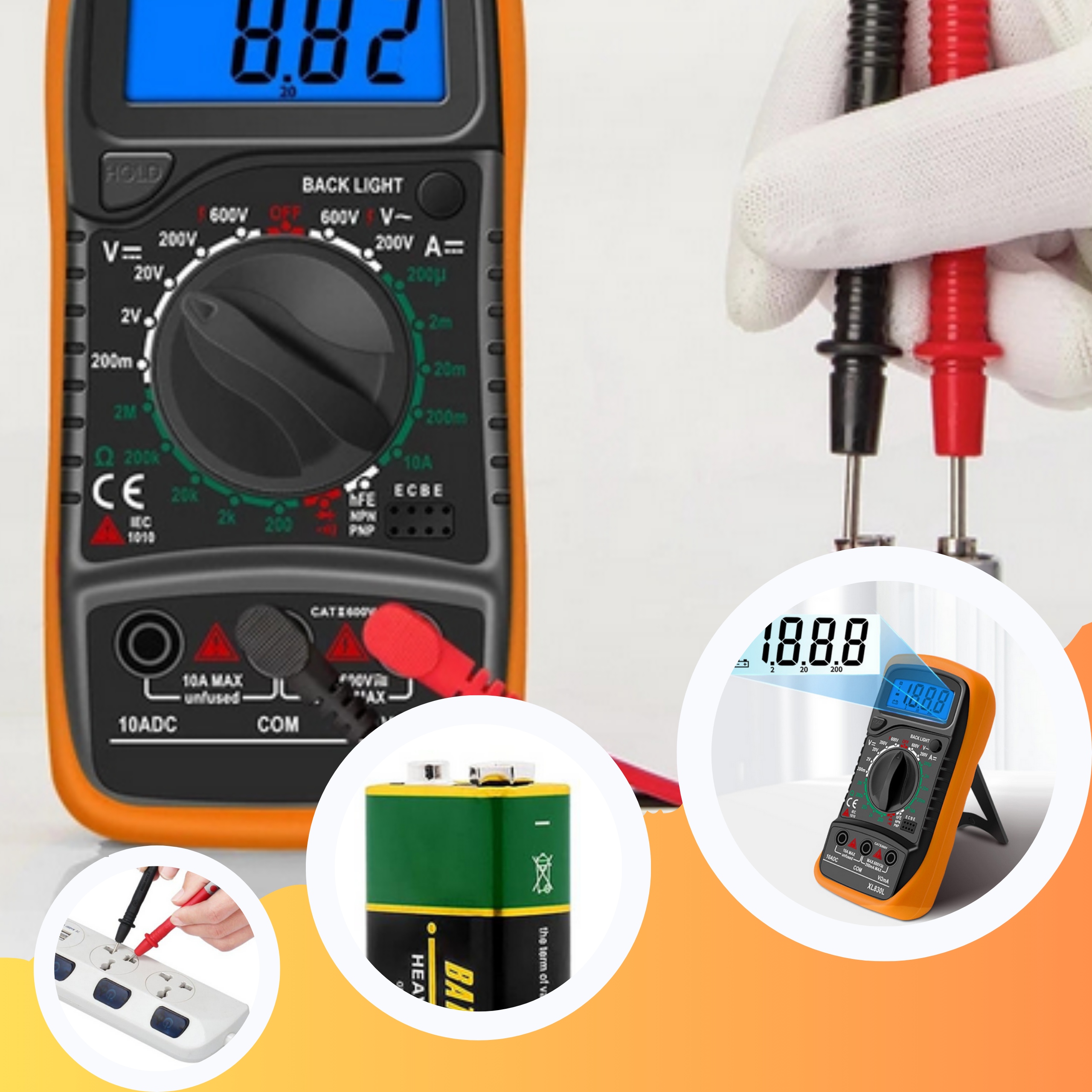 CYFROWY MIERNIK PRADU RECZNY TESTER NAPIECIA MULTIMETR Pomiar napięcie przemienne AC napięcie stałe DC parametry diody prąd przemienny AC prąd stały DC rezystancja