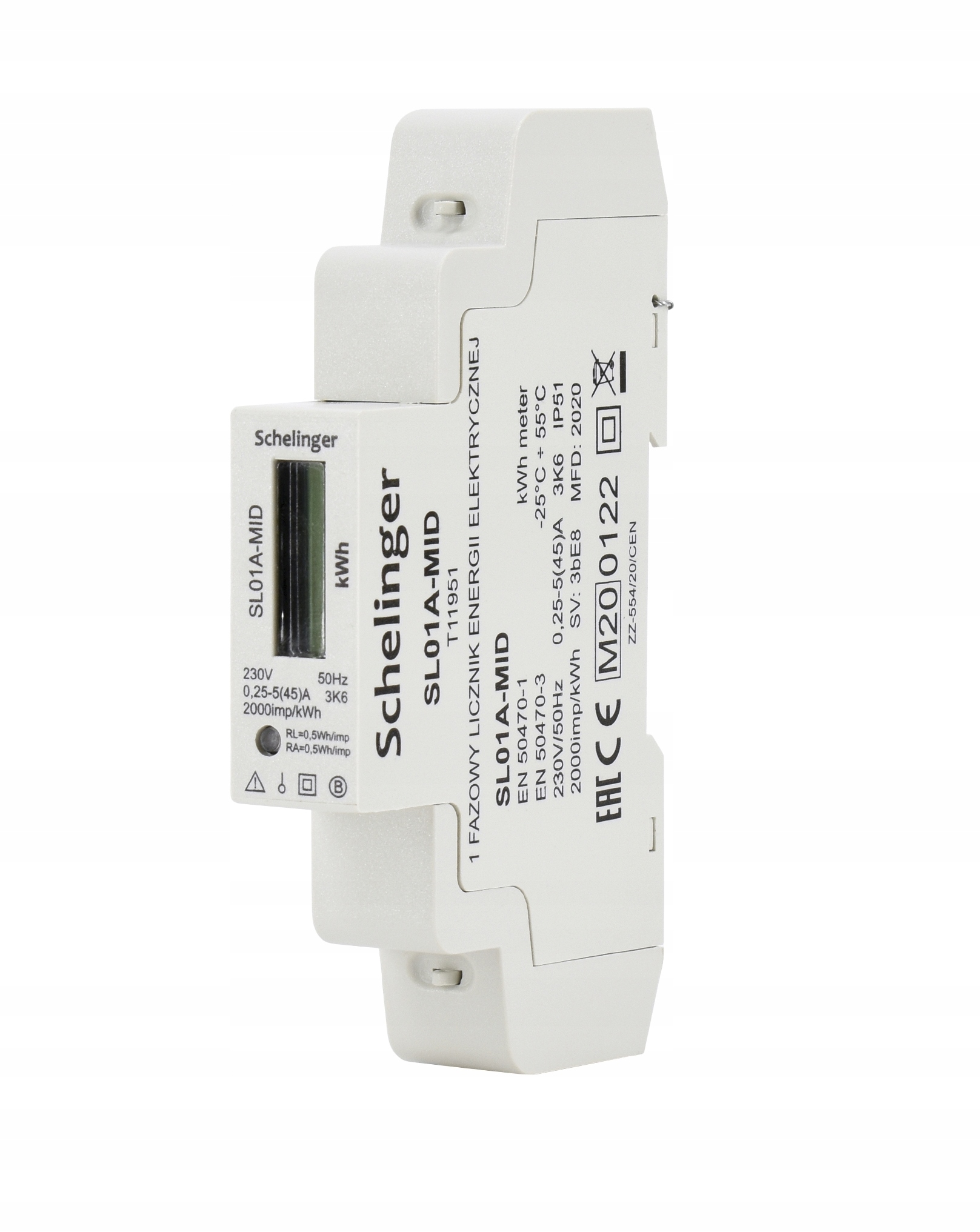 Schelinger Jednofázový měřič energie na lištu MID 45A A31-SL01A-MID