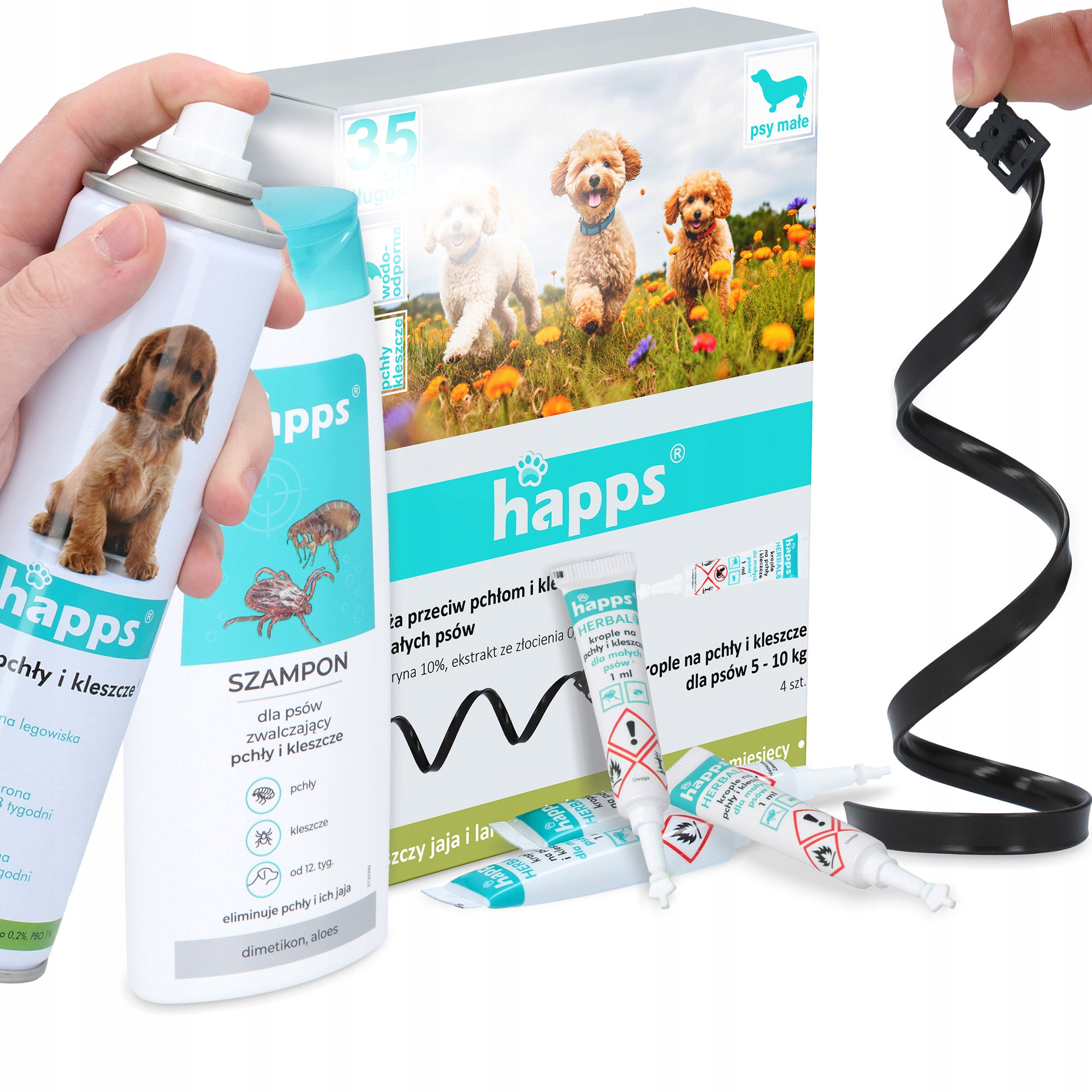 Levně Kapky Klíšťata Blechy Psa 5-10 kg Obojek proti klíšťatům psů 35 cm Šampon