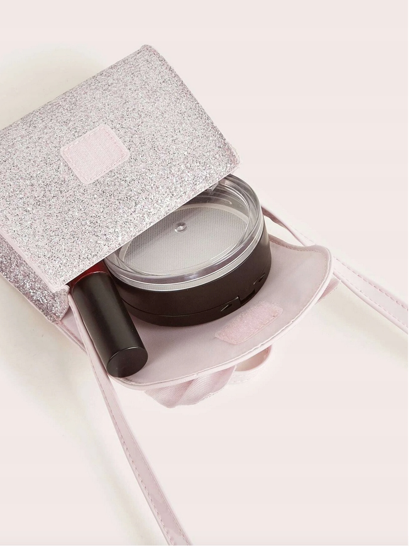 Torebka Dziewczęca z Brokatowym Wykończeniem - Różowa Delikatność Kolor różowy