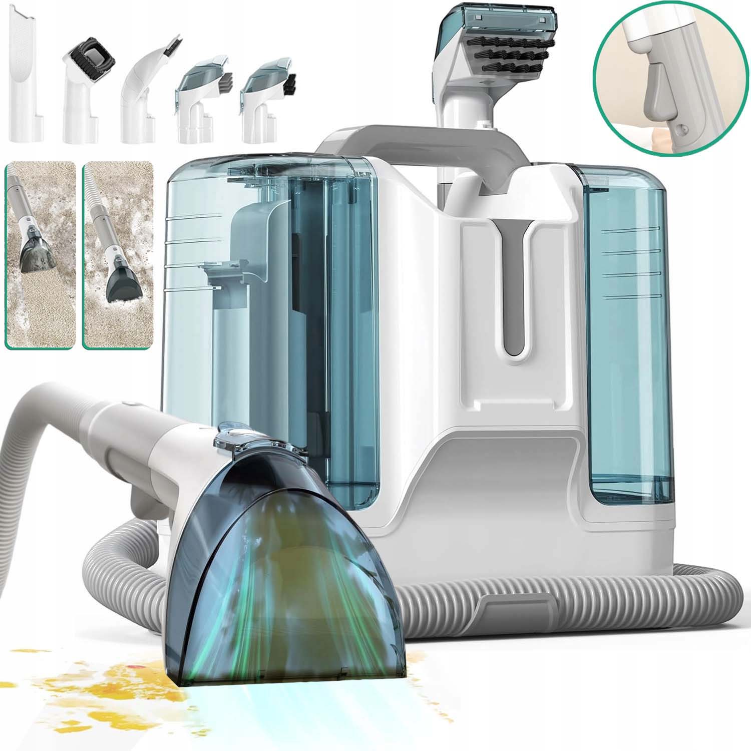 Elektrická Myčka 1800 ML 600 ML 6 Výkonných Hlavic Pro Pohovky, Koberce A Postele