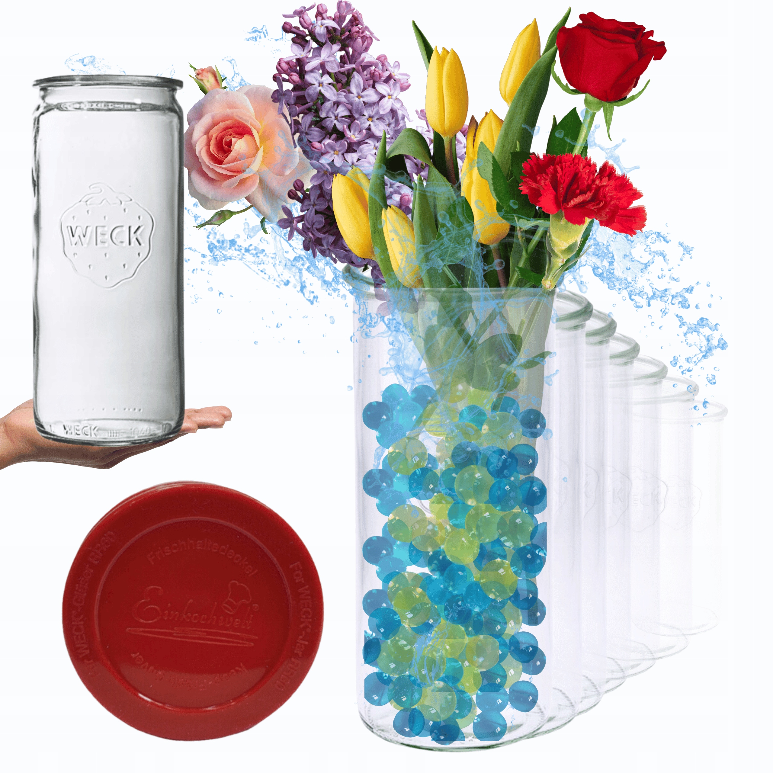 Poháre Weck 1575ml 1,575l váza Mold vzduchotesné silikónové viečka 6ks Cylinde