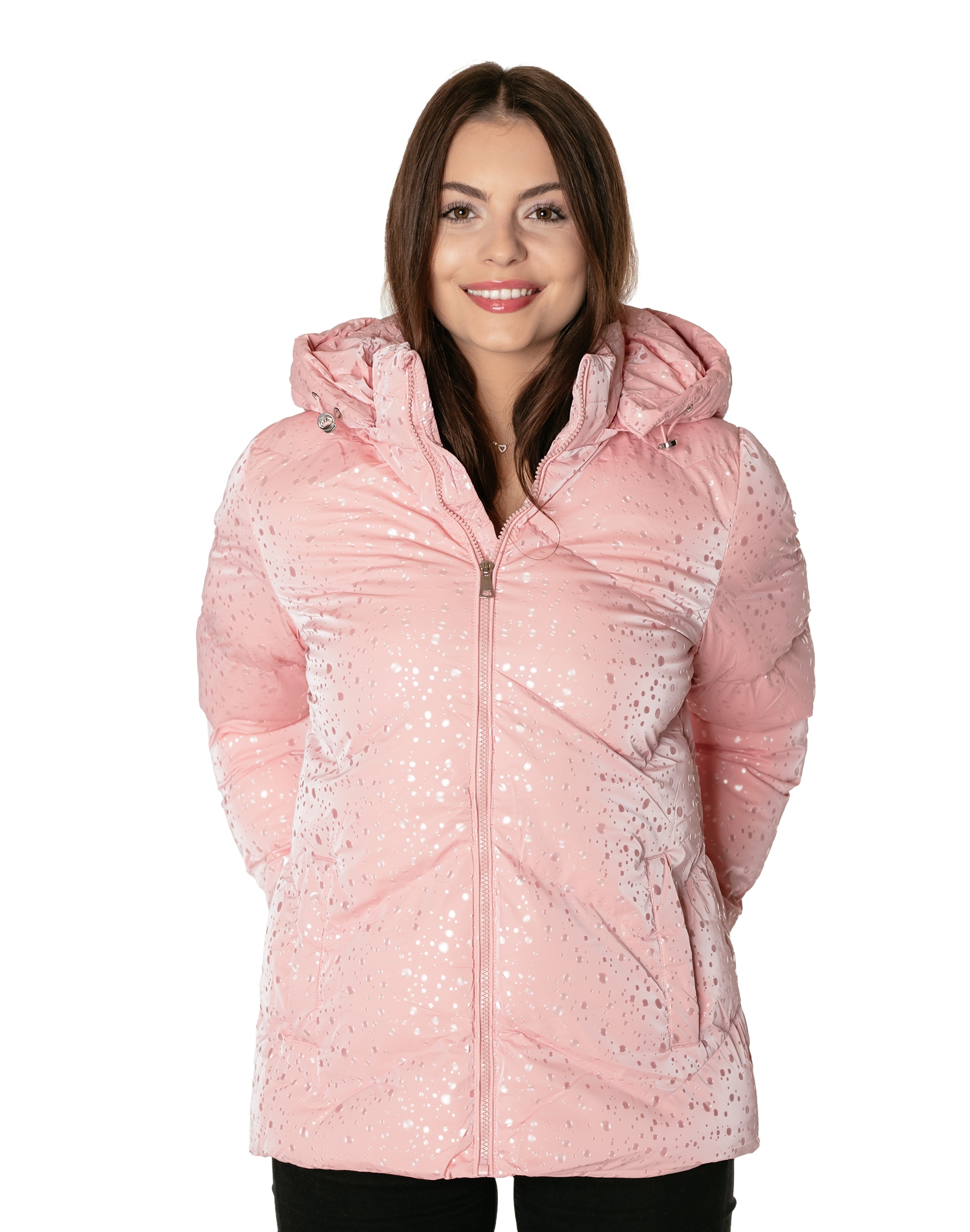 Teplá dámská zimní zateplená péřová bunda s kapucí s kapucí