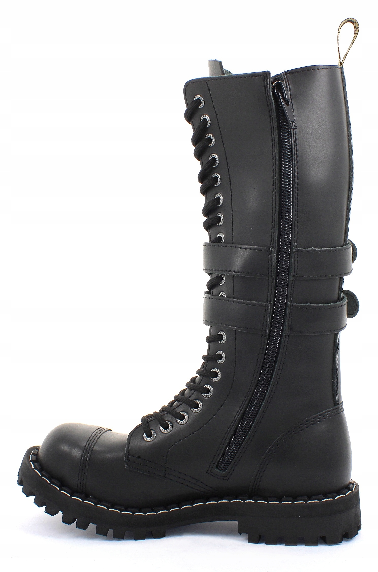 GLANY STEEL CZARNE Z ETUI NA NÓŻ I ZAMKIEM 20DZIUR Rozmiar 38