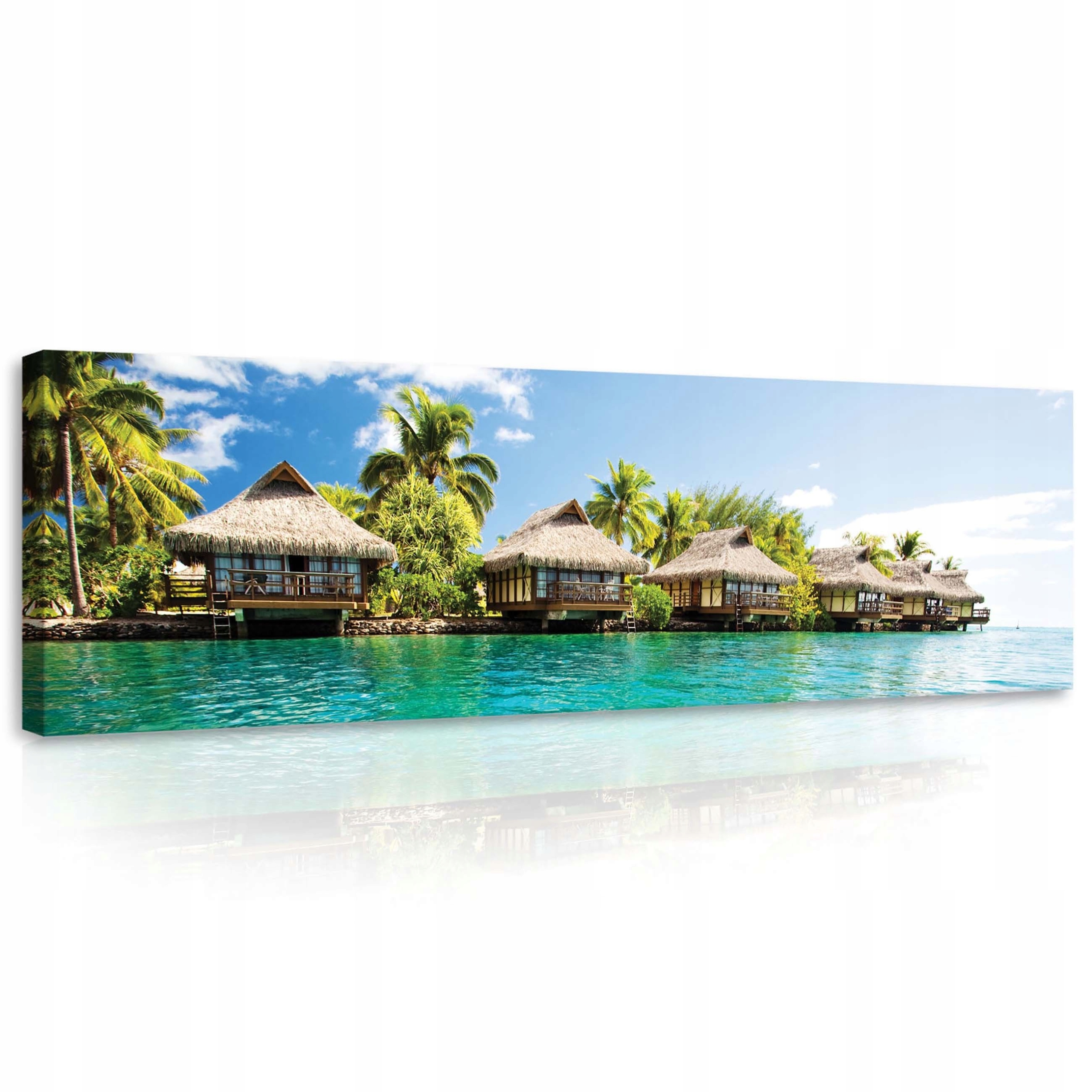 Obraz 145x45 Slaměná střecha Tropický azyl Rajská pláž Zelená oáza