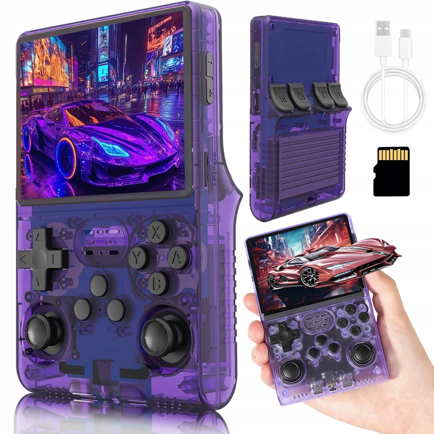 Přenosná Kapsa Na Konzoli R40S Pro 256GB 30000+ Her Retro Fialová