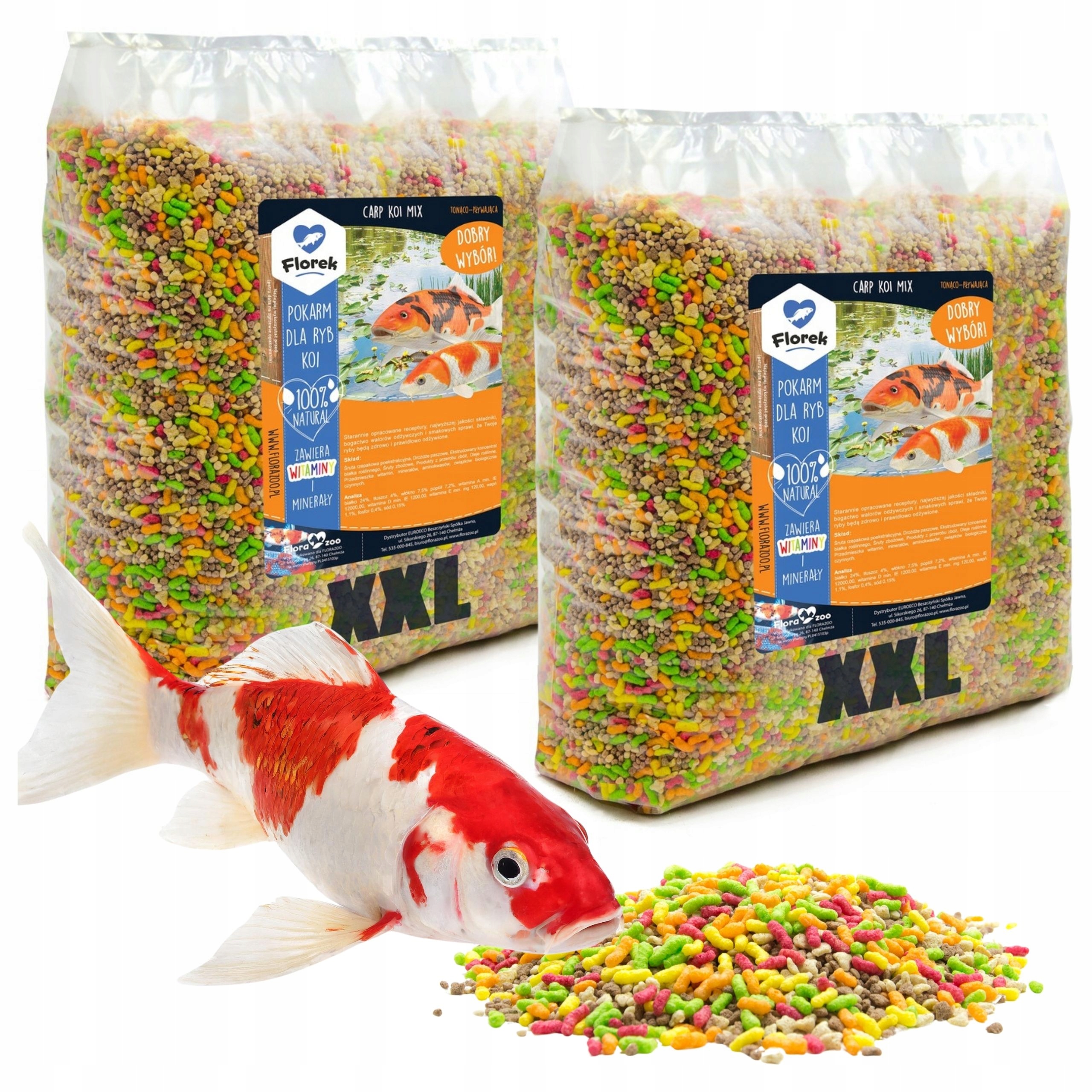 POKARM KARMA PASZA ZANĘTA GRANULAT DLA RYB KOI KARPI MIX NA OCZKO WODNE