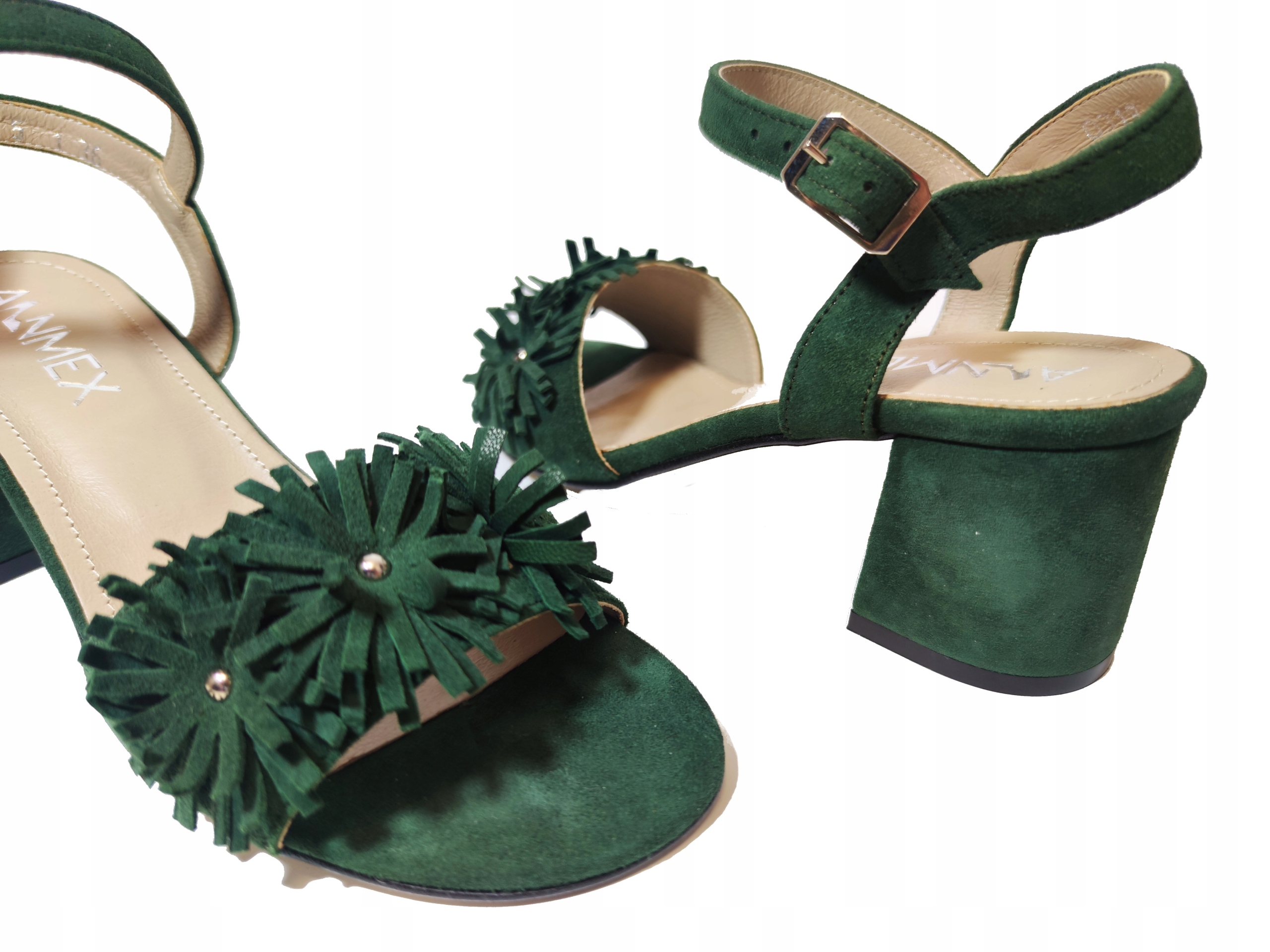 efektní semišové sandály Ann-mex 0319 Zelené 36