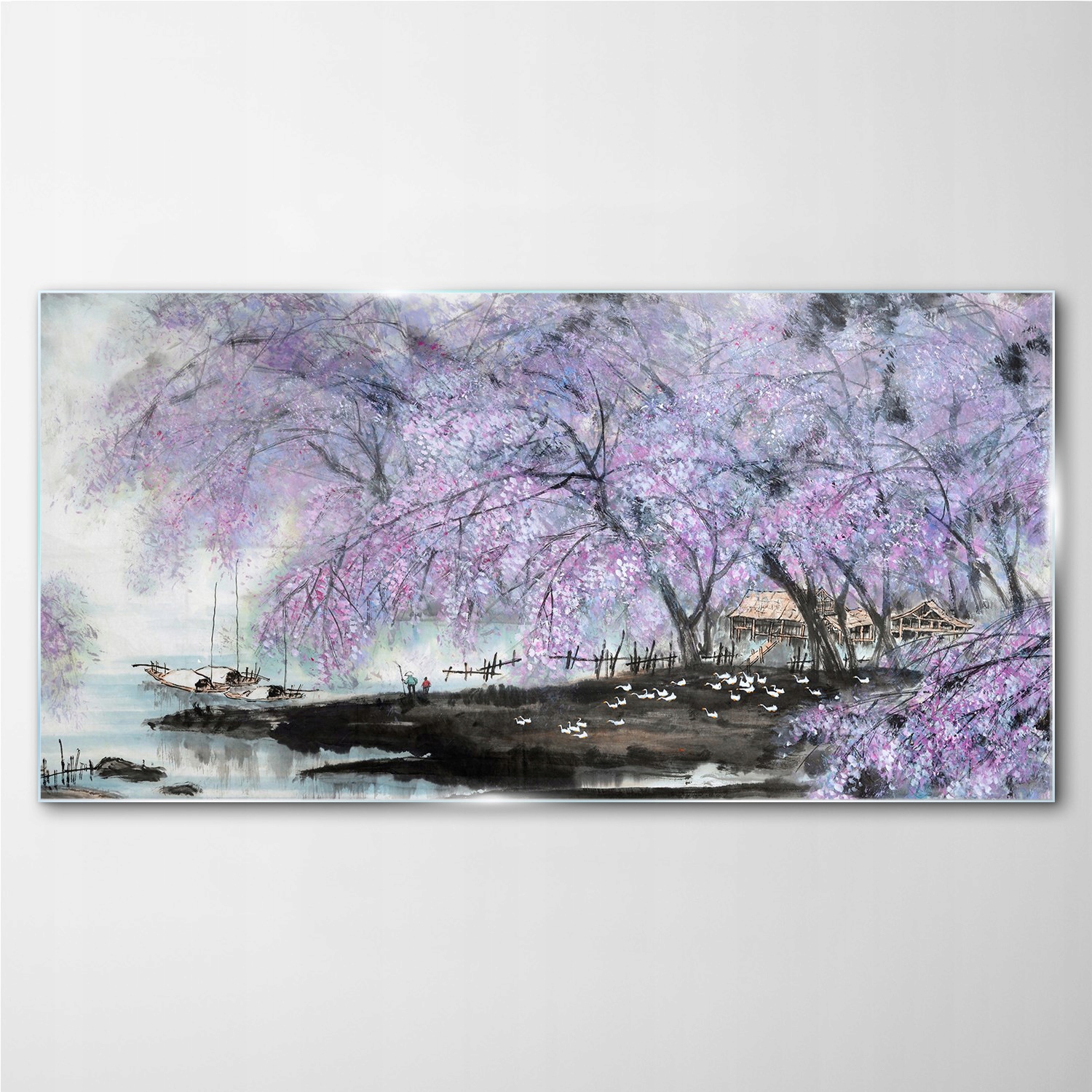 

Foto-obraz szklany Drzewa kwiaty łodzie 140x70 cm