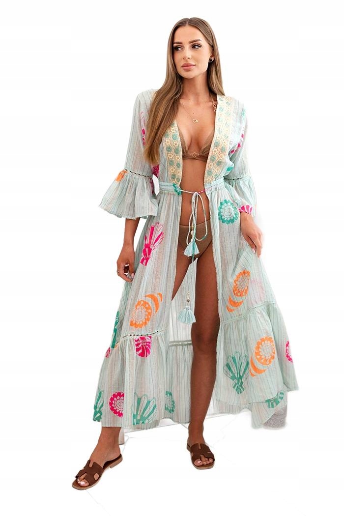 Dámská boho přehozová deka s výšivkou, mátová