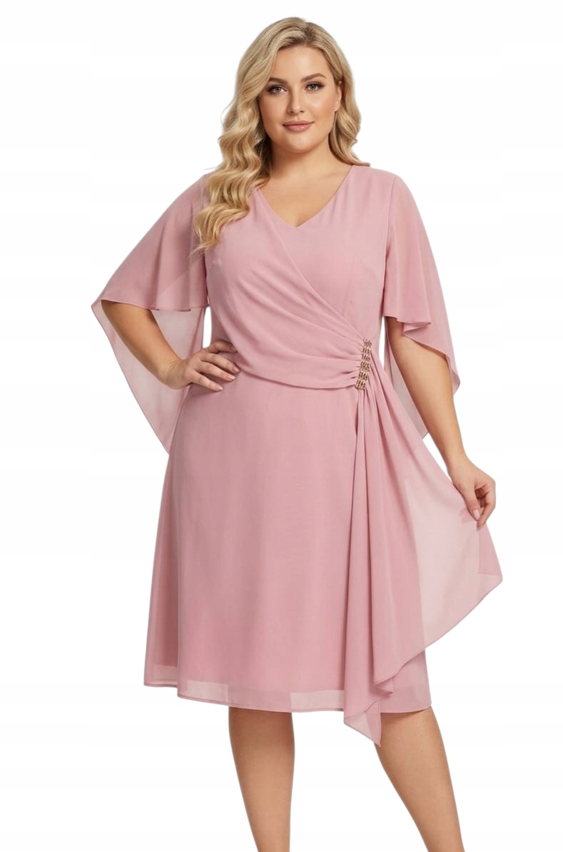 Elegantní šaty sukně Plus Size, velikost 50, barva starorůžová