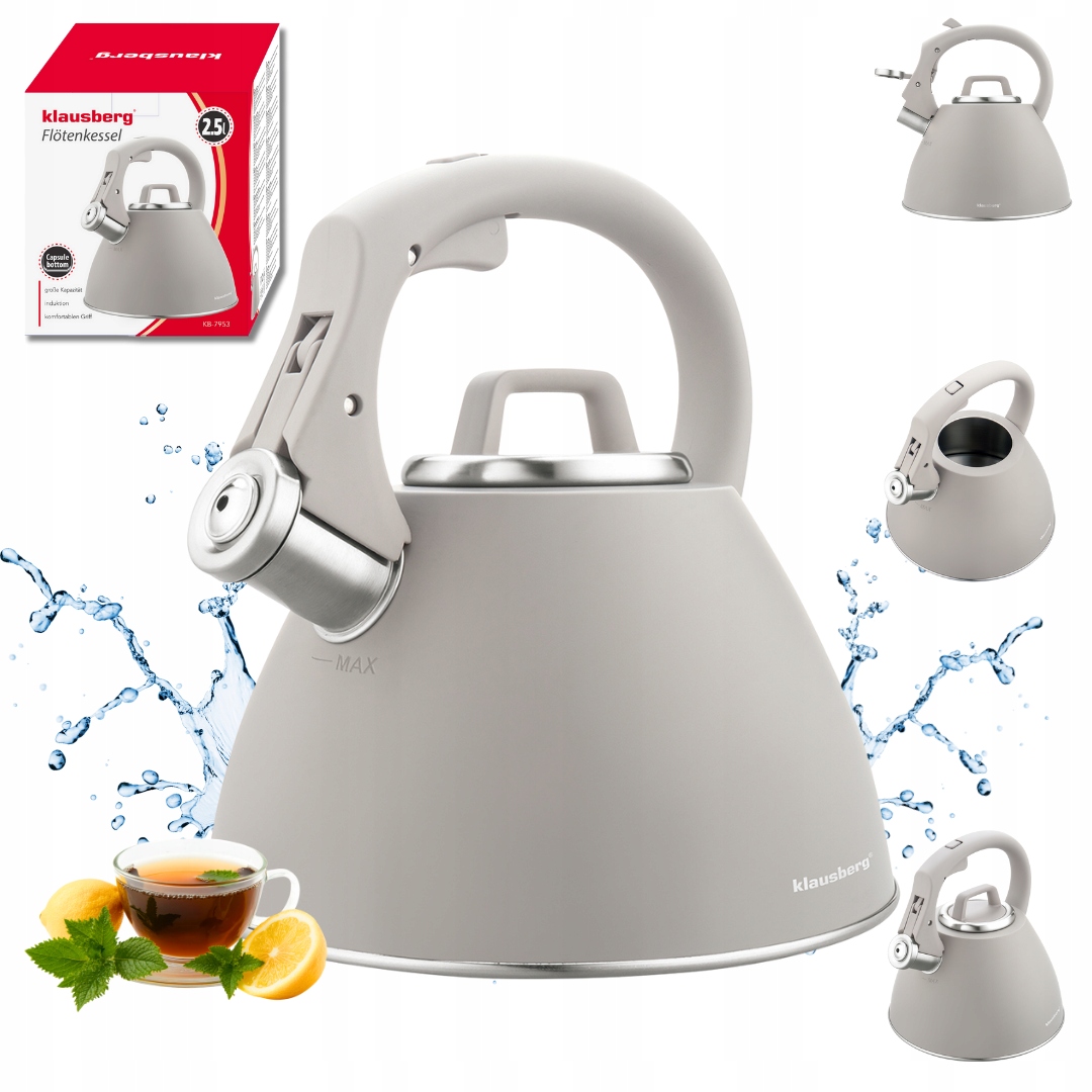 Konvice Klausberg KB-7953 2.5L Béžová latte Indukce Gaz píšťalka ocel