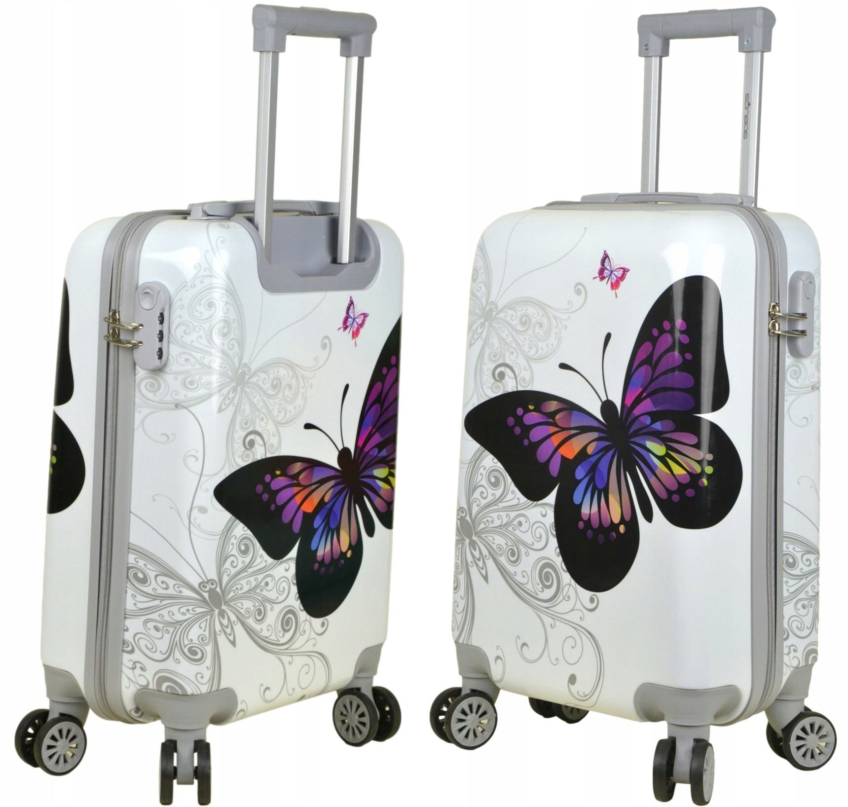 Walizka kabinowa firmy SunBag model biały motyl
