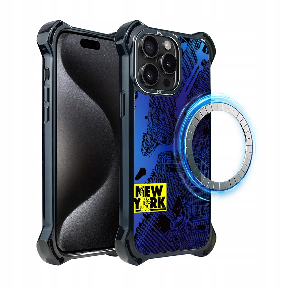 Pouzdro iPhone 15 Pro Ibizu DropGuard Ultra s MagSafe, New York