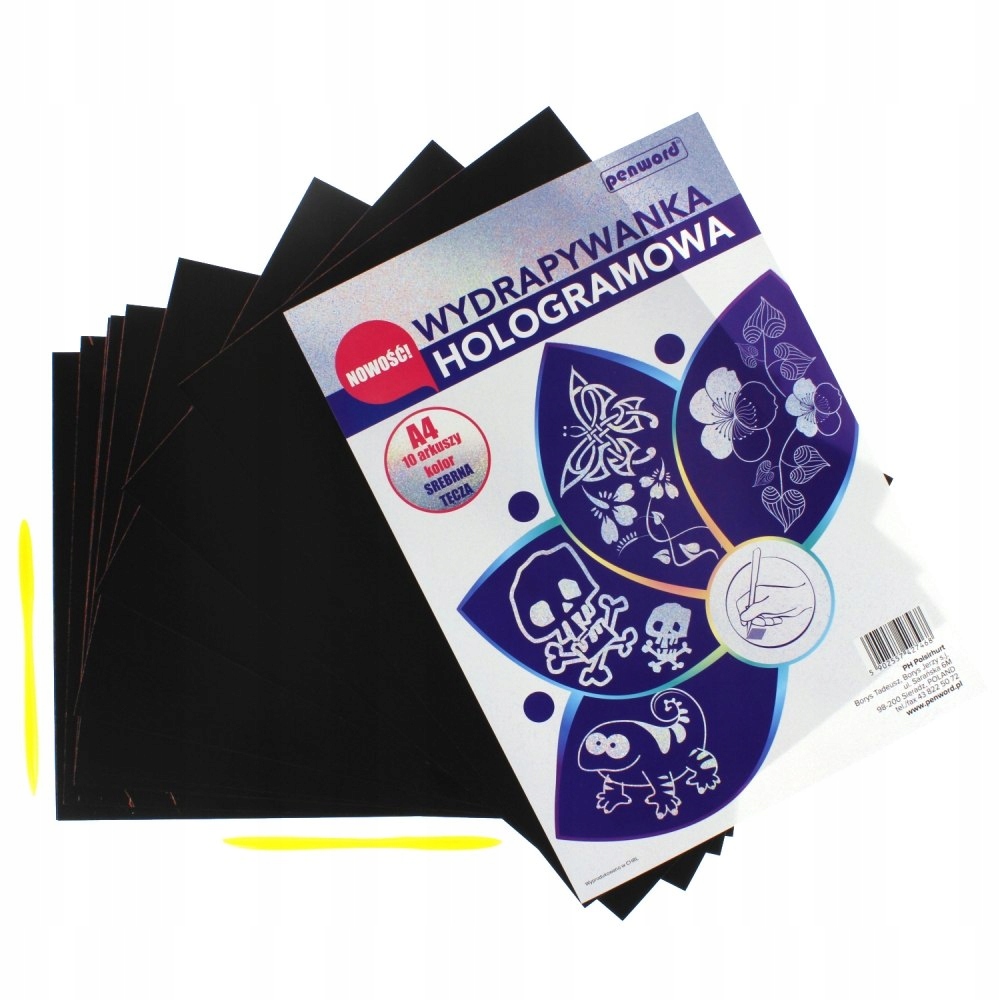 wydrapywanka hologramowa  A4 a'10 SREBRNA + 2 rylce — 4