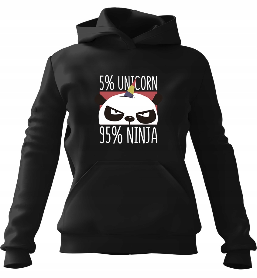 Dámská Mikina Panda s kapucí černá, velikost XL