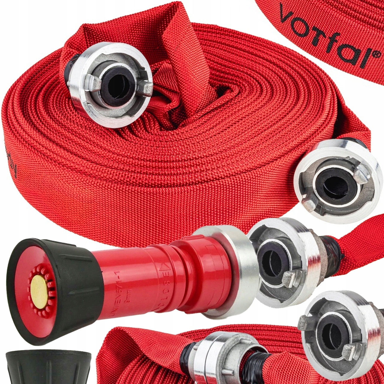 Wąż Strażacki Do Wody Złączkami Parciany Strażak 25mm 1 Cal 30M+ Prądownica