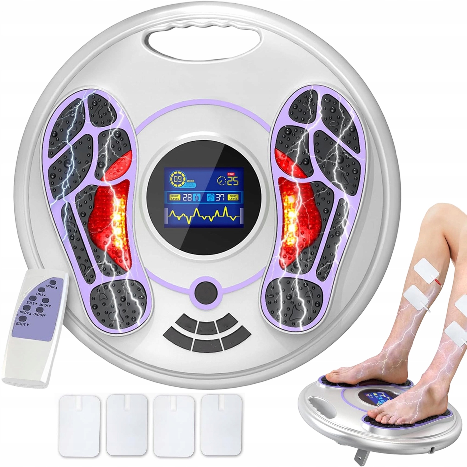 Masażer Stóp Ems I Tens Stymulator Krążenia 25 Trybów 99 Intensywności