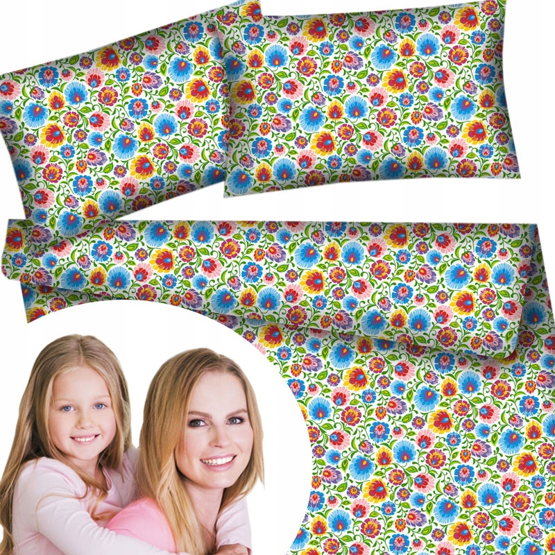 

Pościel biała w folkowy łowicki wzór 160x200 cm