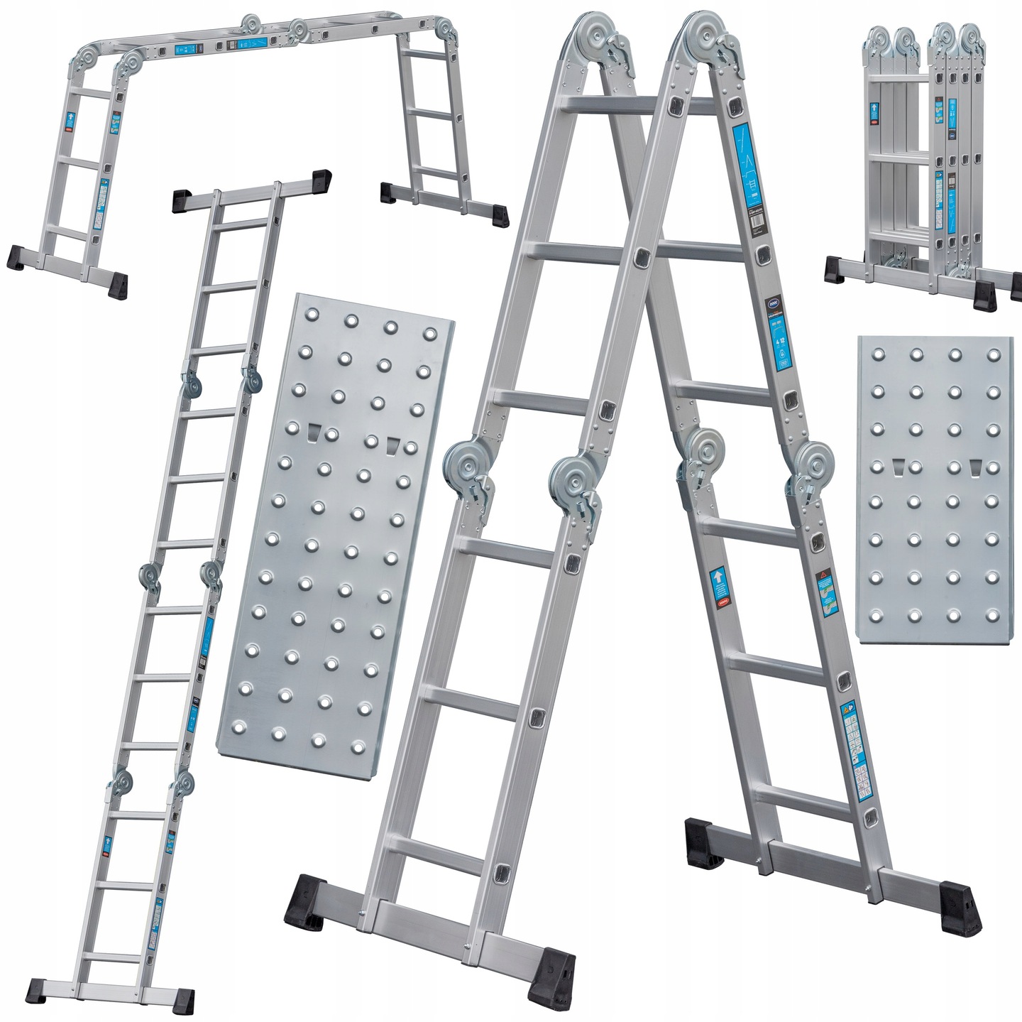 Žebřík 150 kg plošina 4x3 silné profily Dooc