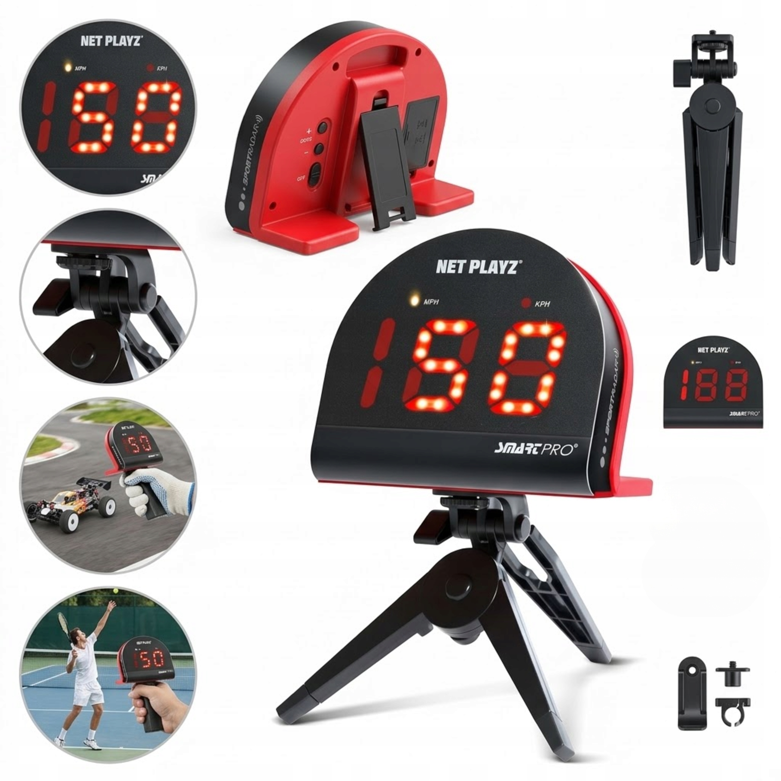 Miernik Prędkości Piłki Nożnej Led 40-199Km H Statyw Treningowy