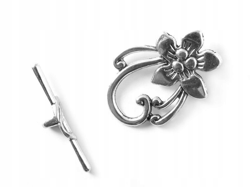 Zapięcie kwiatek typu toggle czarne 30 mm 2szt