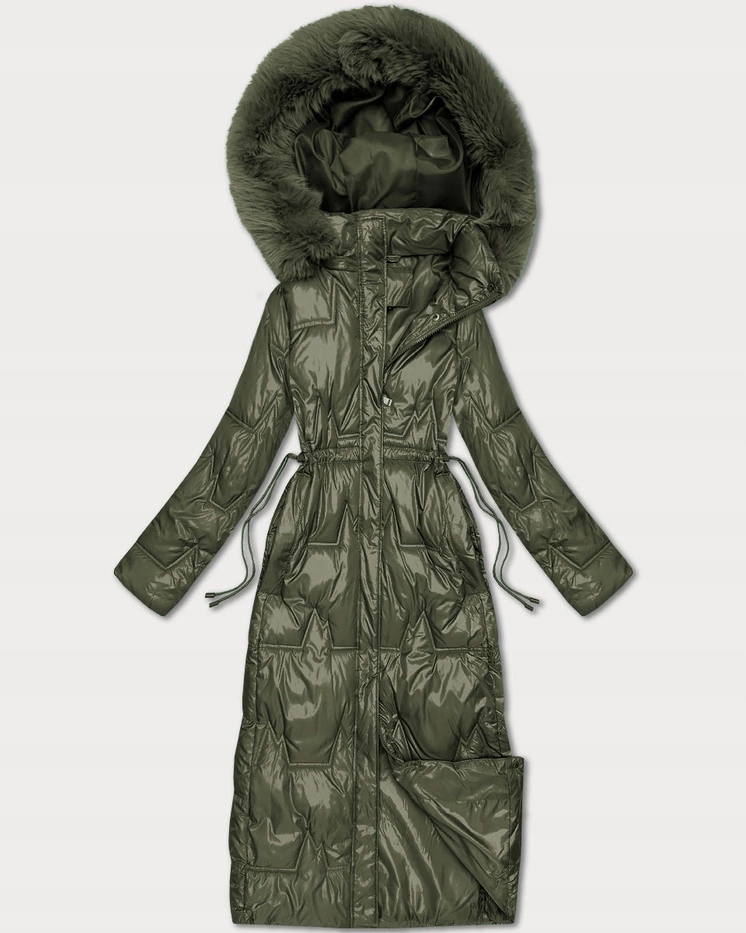 Dlouhá Prošívaná Bunda 2221# Khaki XL (42)