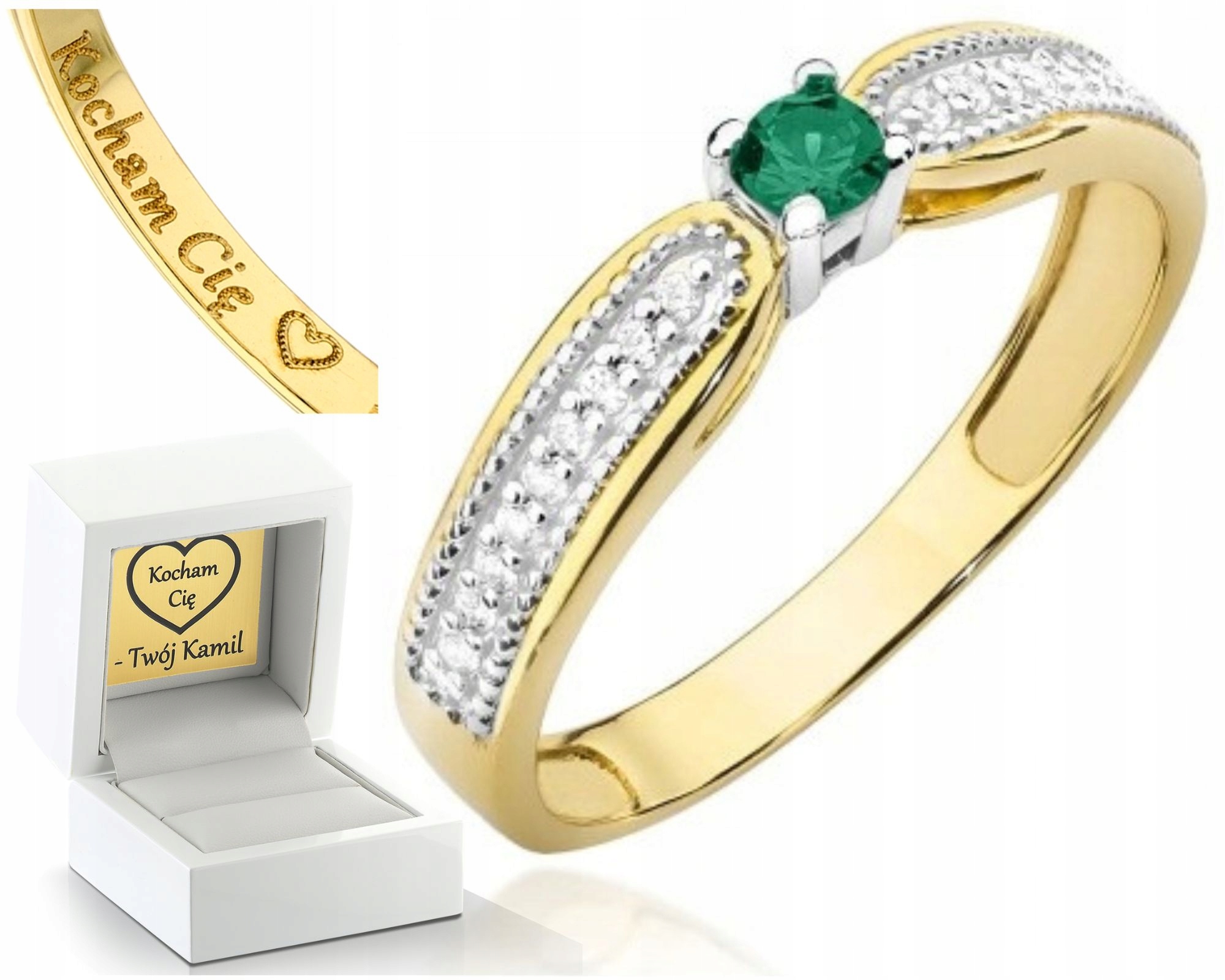 Prstýnek Smaragd S Brilianty Gravírování Bonus