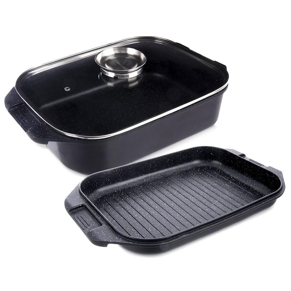 Granitová panvica s pokrievkou 3v1 Grande 41x26x15 cm, 7 l