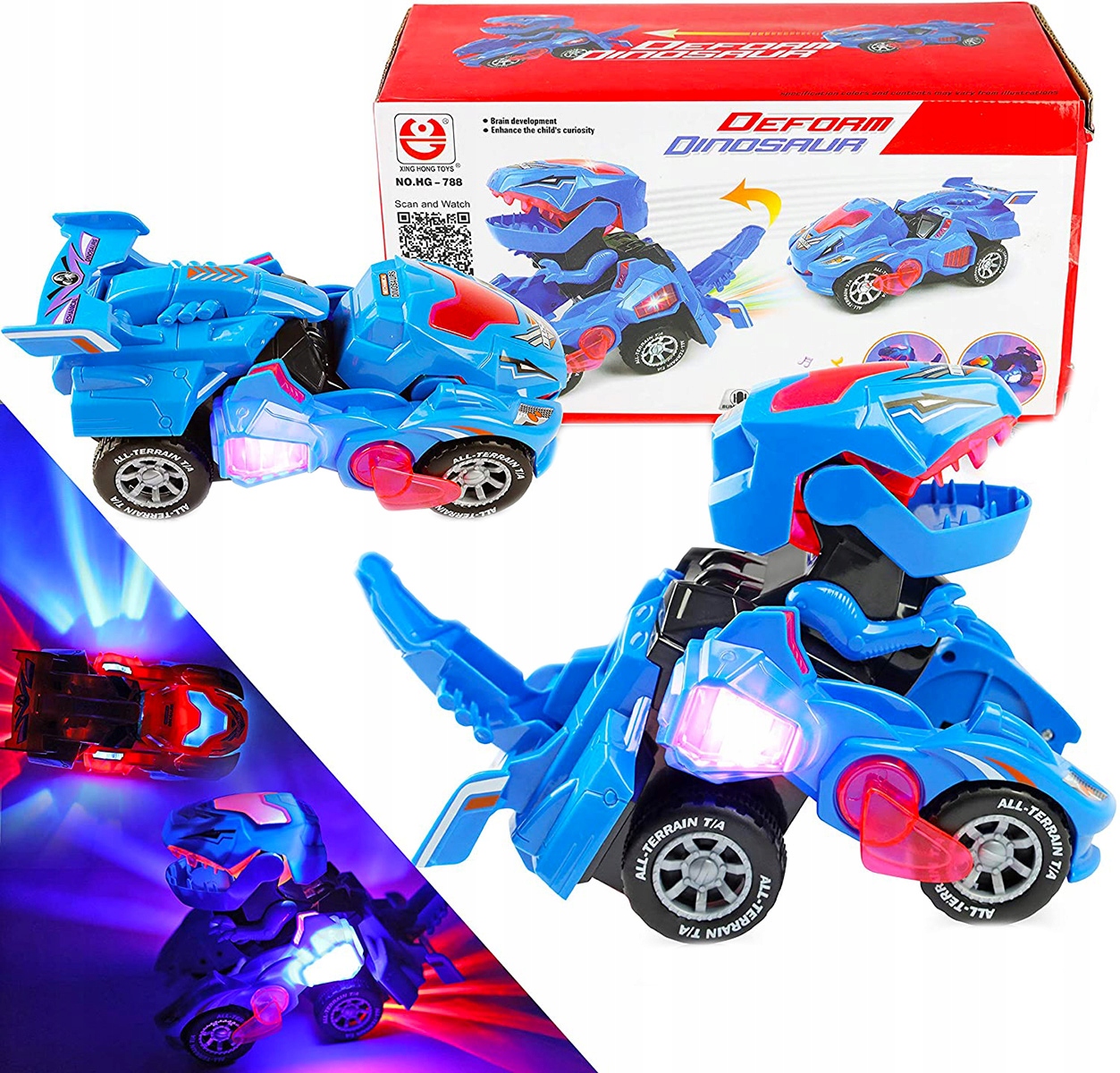 

Dinozaur Zmienia Się W Auto Świeci Gra 2W1 Deform