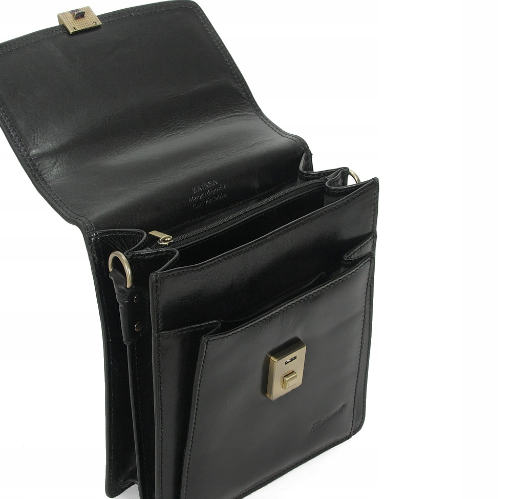 TORBA NA RAMIĘ RAPORTÓWKA SKÓRZANA CZARNA PASEK!!! Liczba kieszeni 3