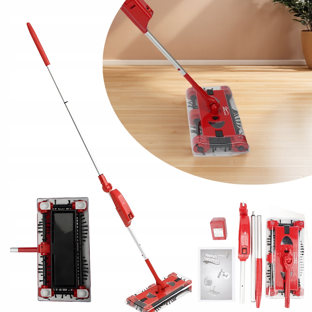 Levně Bezdrátová akumulátorová metla s nabíječkou a nastavitelným držákem 122 cm
