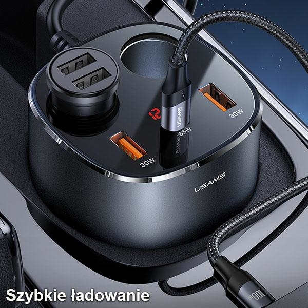 ŁADOWARKA SAMOCHODOWA ROZGAŁĘŹNIK USAMS 2xUSB-A/ 1xUSB-C C28 245W Kod producenta CC151TC01
