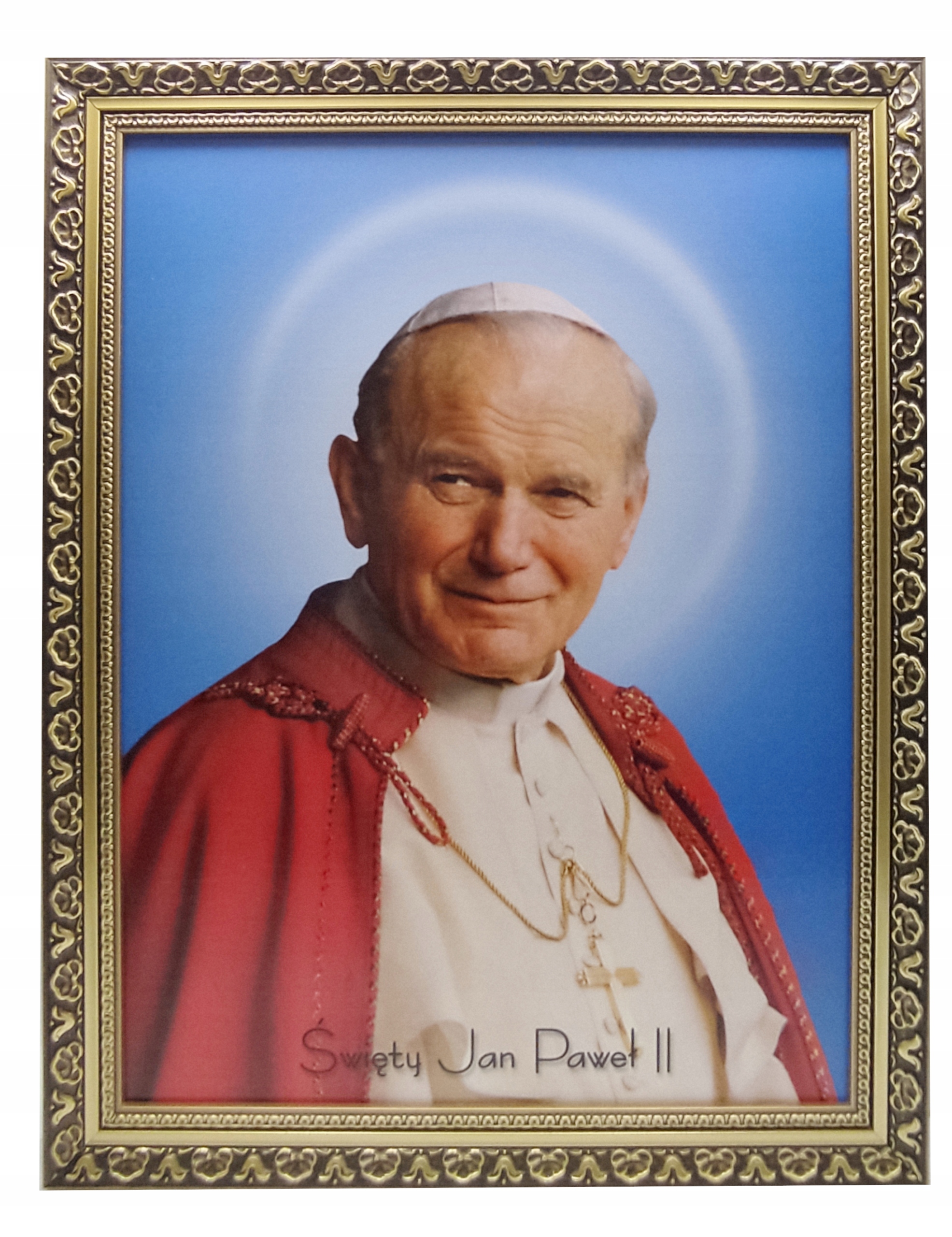 Papież Jan Paweł II Święty Obrazek W Złotej Ramie