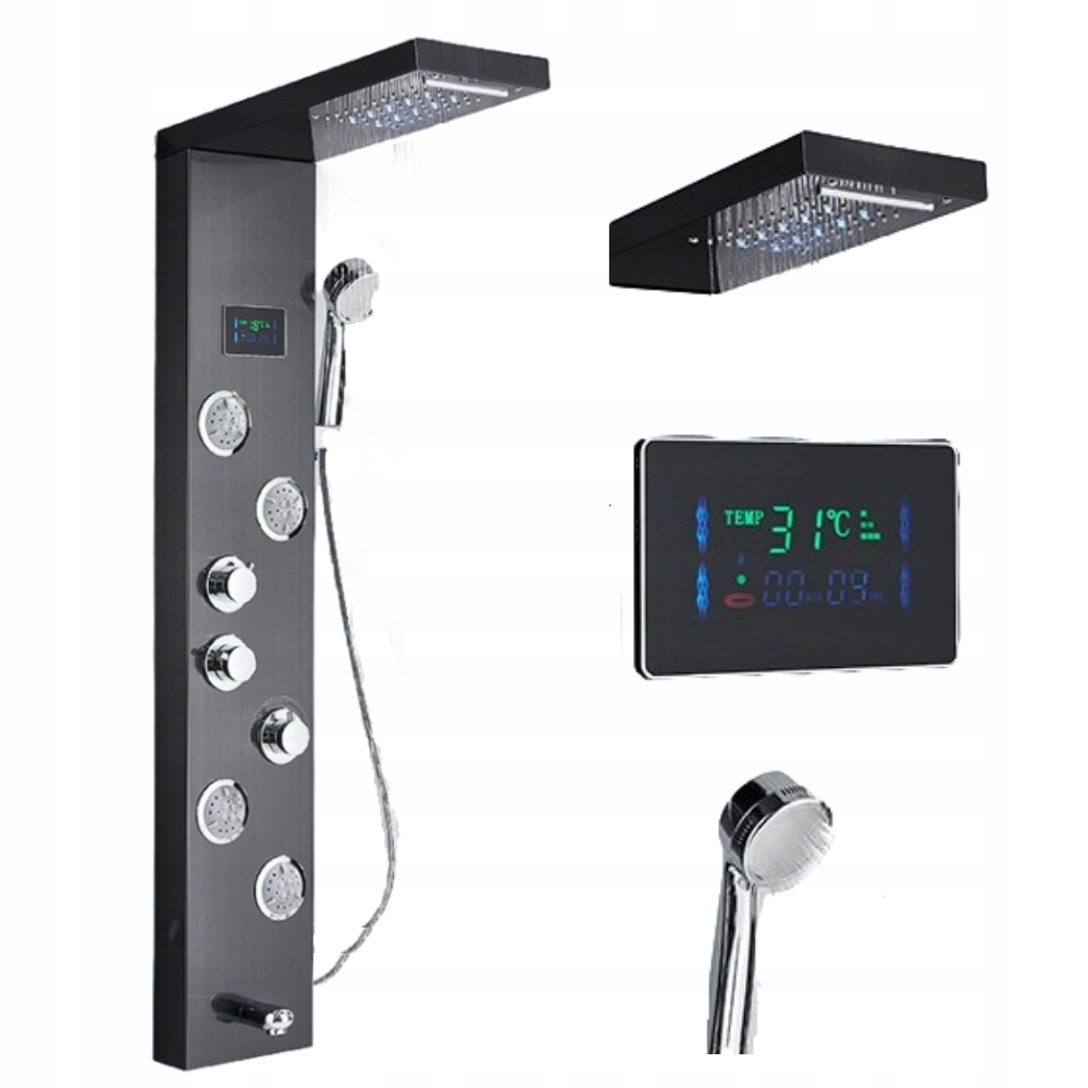 Panel prysznicowy LED prysznic wodospad hydromasaż