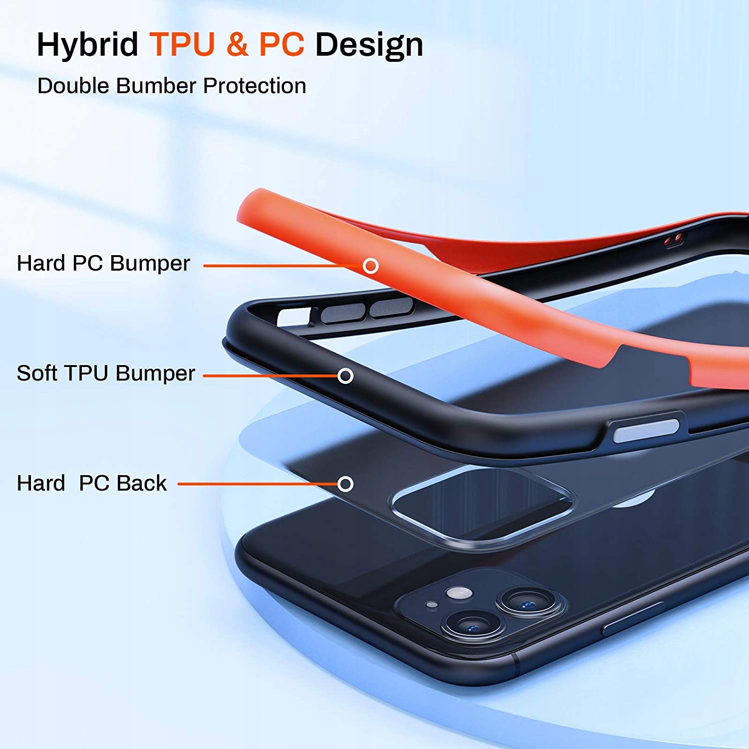 etui do iphone 11 przezroczyste pancerne ciemne Kolor czarny