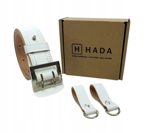 Pas Pasek Biały Oficerski Wojskowy Hada Skóra 145 CM Dwie Bojówki Karton Bn