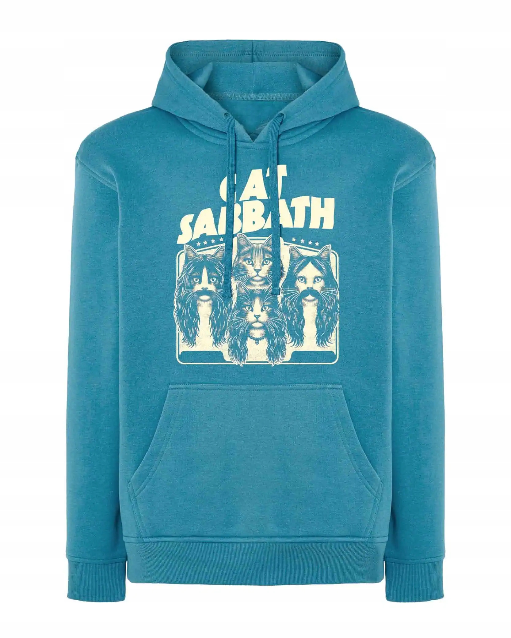 Mikina s kapucí Cat Sabbath Rockové kočky Hudba Modrá XL