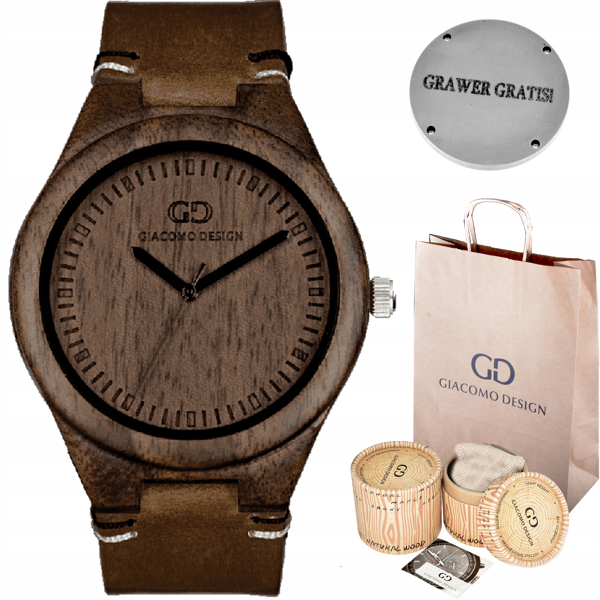 

Drewniany zegarek Giacomo Design GD0801 5 Wzorów!