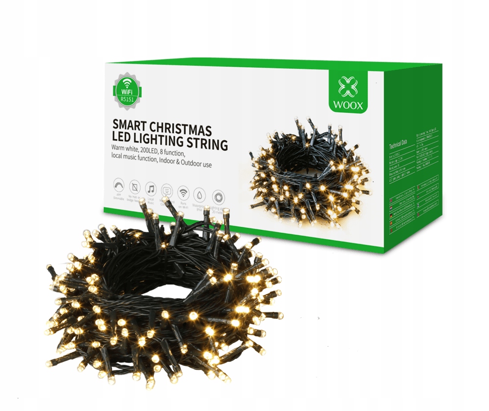 Vianočné osvetlenie na stromček Woox vonkajšie 20 m 200 svetiel