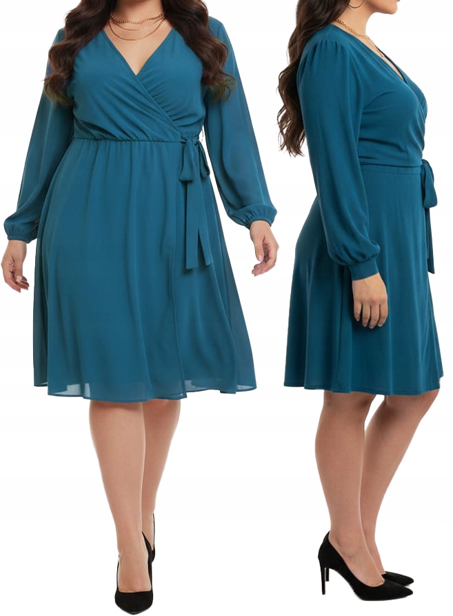 Šaty Midi Kopertová Modrá Elegantní Barvy řasení velikost 42
