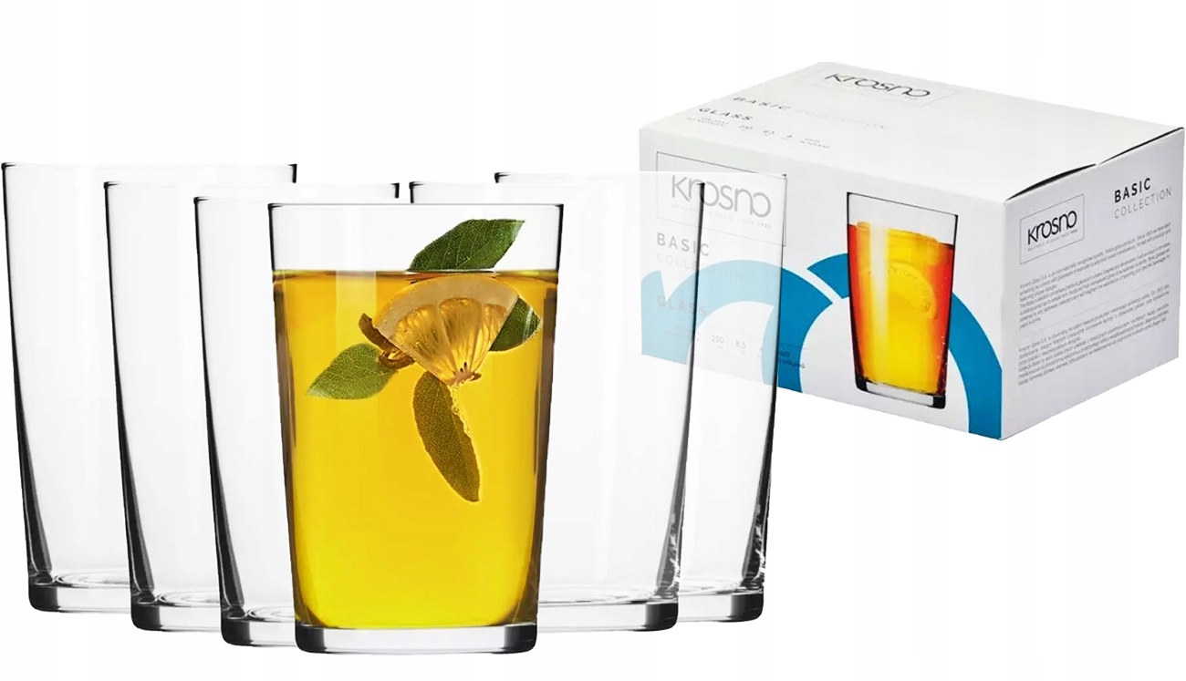

Zestaw 6szt. szklanek do napojów wody 250ml Krosno