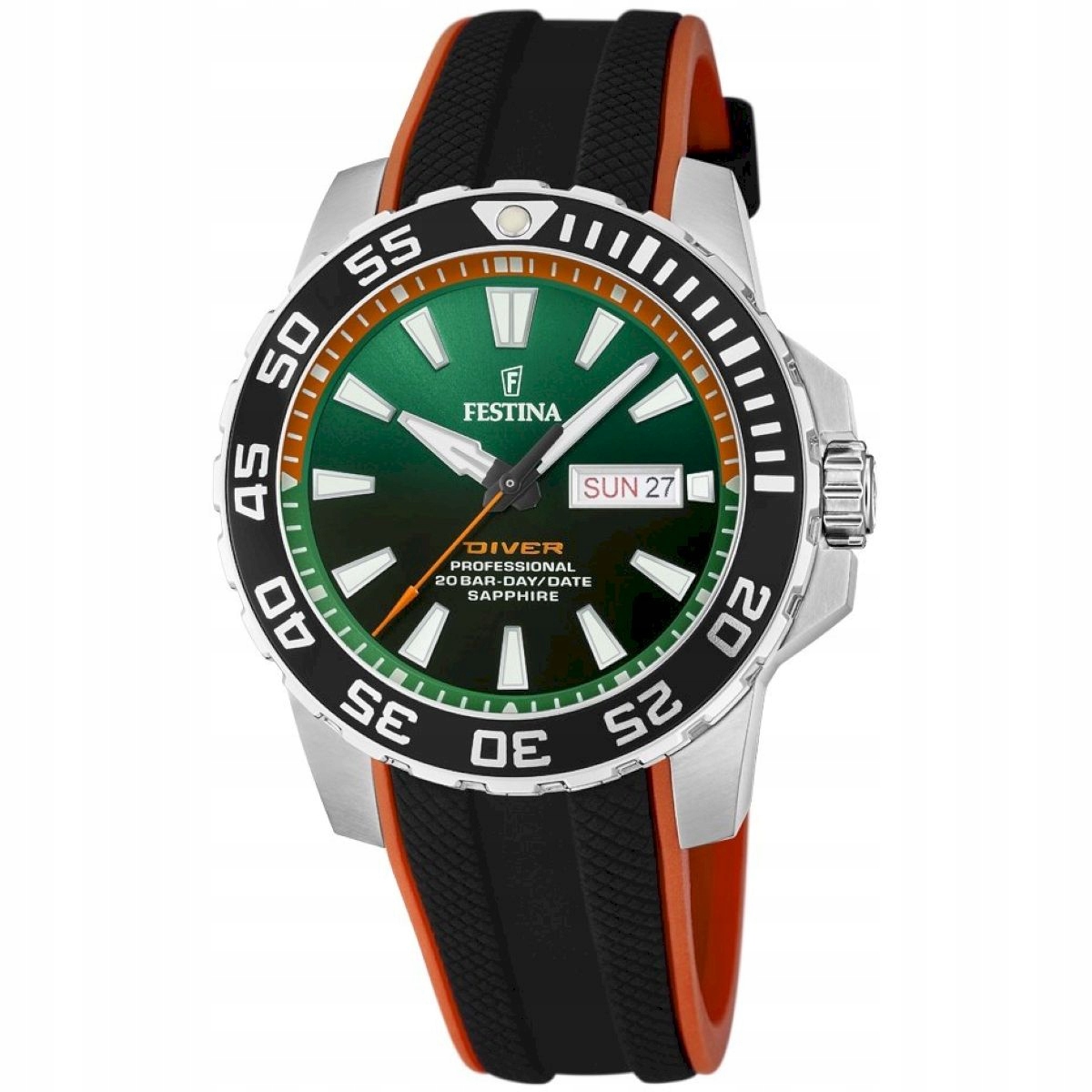 Pánské hodinky Festina Sport Diver se zatahovací krajkou, zelené 20662/2