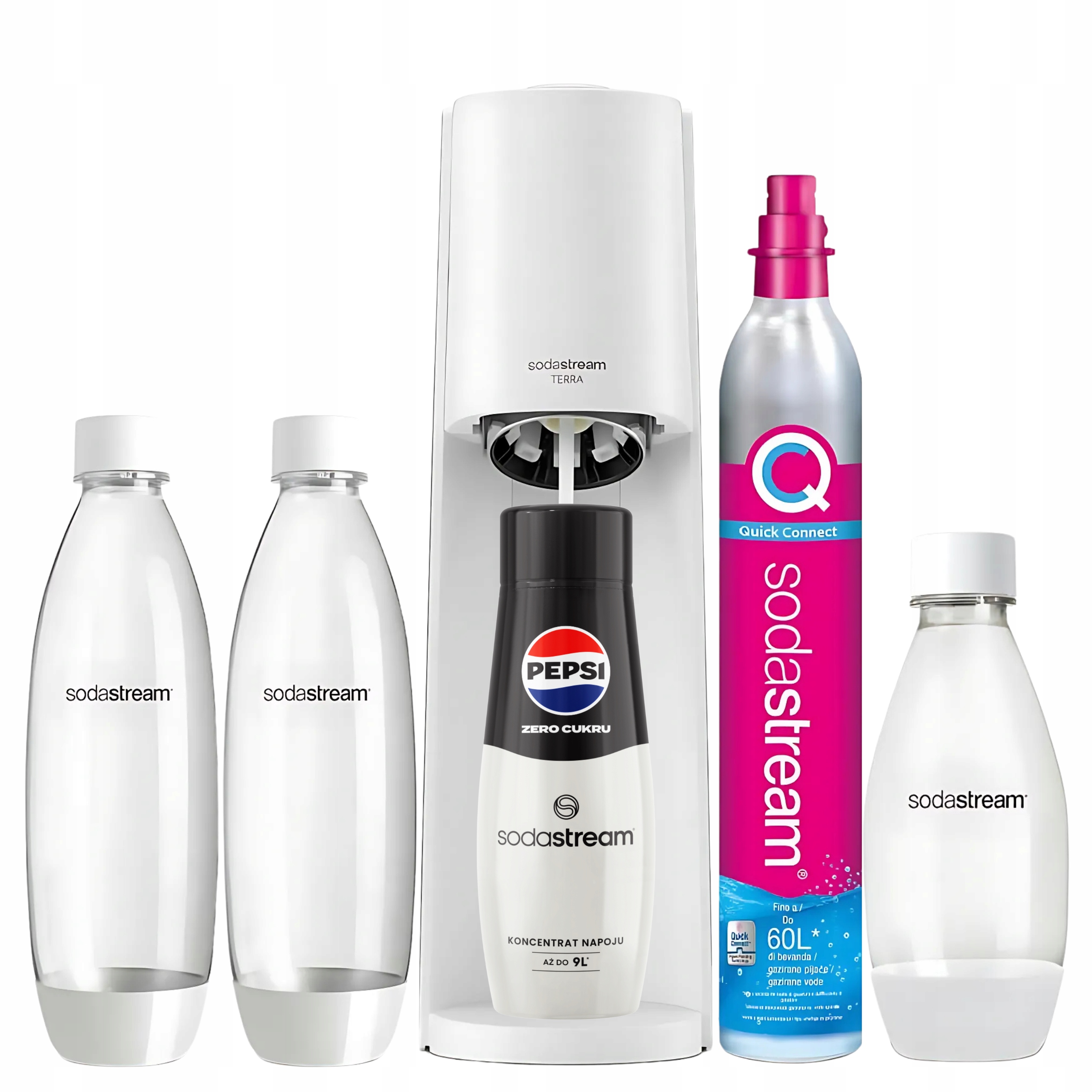 Sodastream Terra saturátor sada 2 fľaštičiek 1 l fľaša 0.5 l Pepsi Max