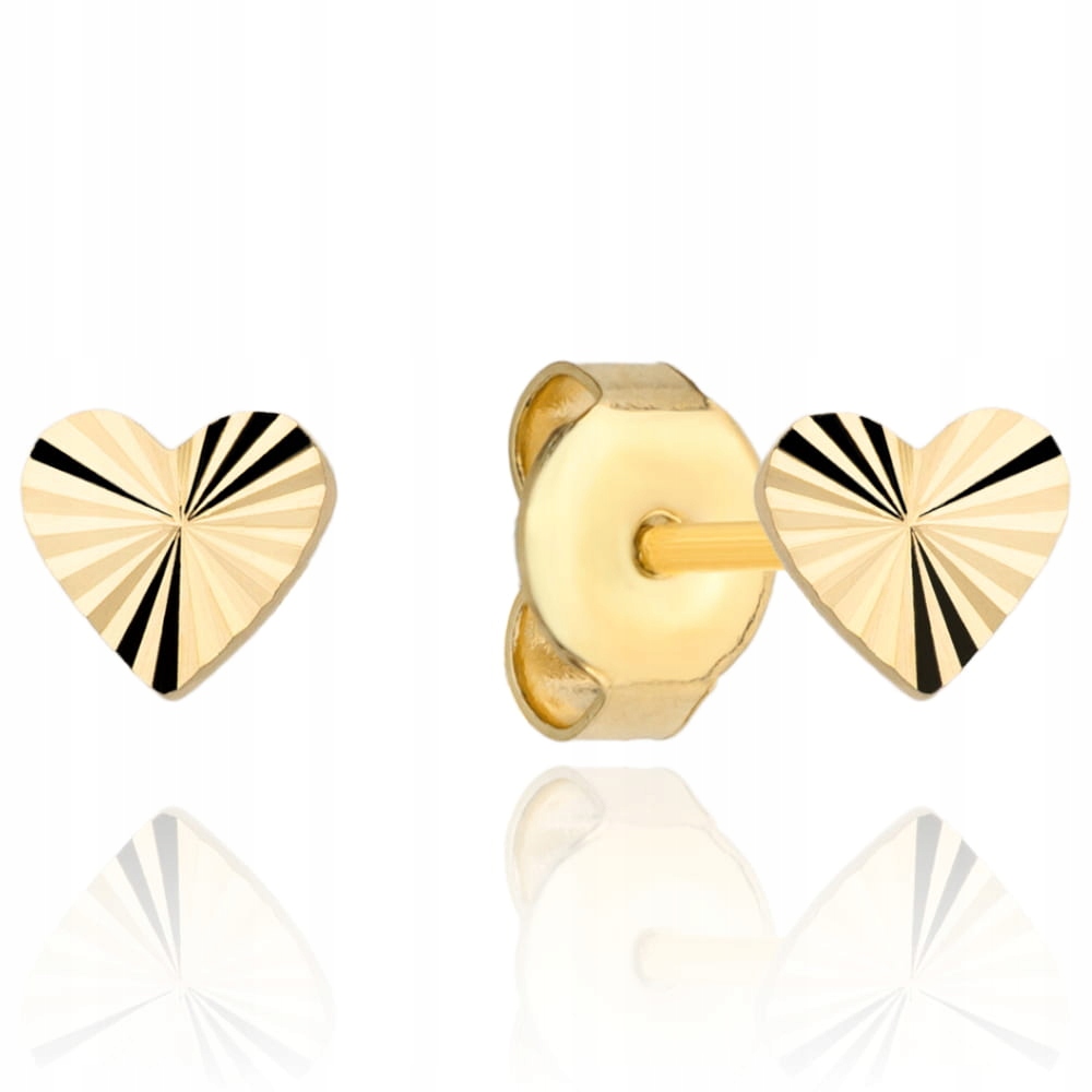 Zlaté Náušnice 585 s diamantovými srdíčky, malé, valentýnský dárek , 14k