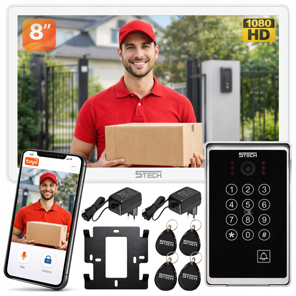 Wideodomofon 5tech Wi-Fi Verus One Plus 8" 84213 Czytnik Szyfrator Tuya